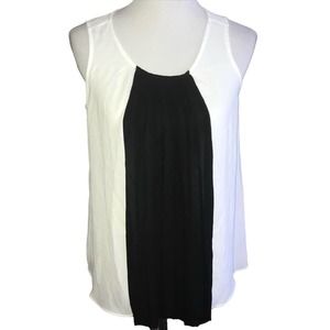 APT9 WHITE BLACK COLORBLOCK SLEEVELESS LIGHTWEIGHT BLOUSE SMALL